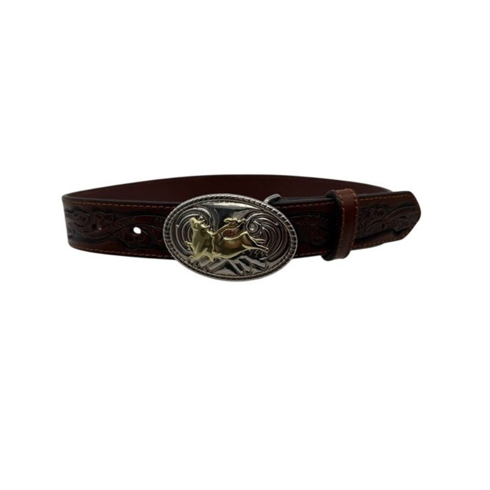 Nocona Belt Co. Boys Western Cowboy Rodeo Recycled Leather Brown Belt Size 22